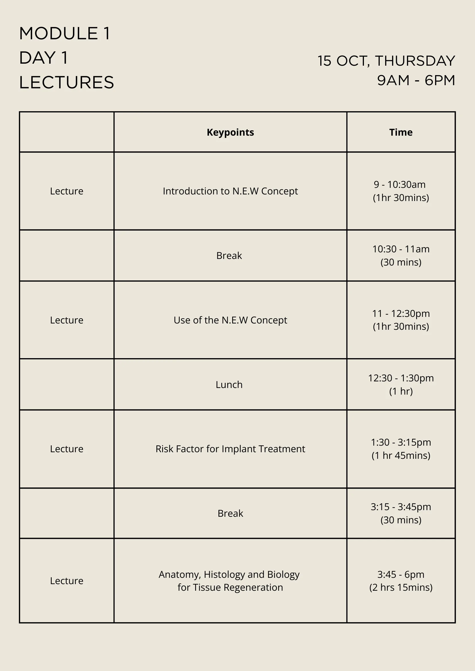 Programme schedule
