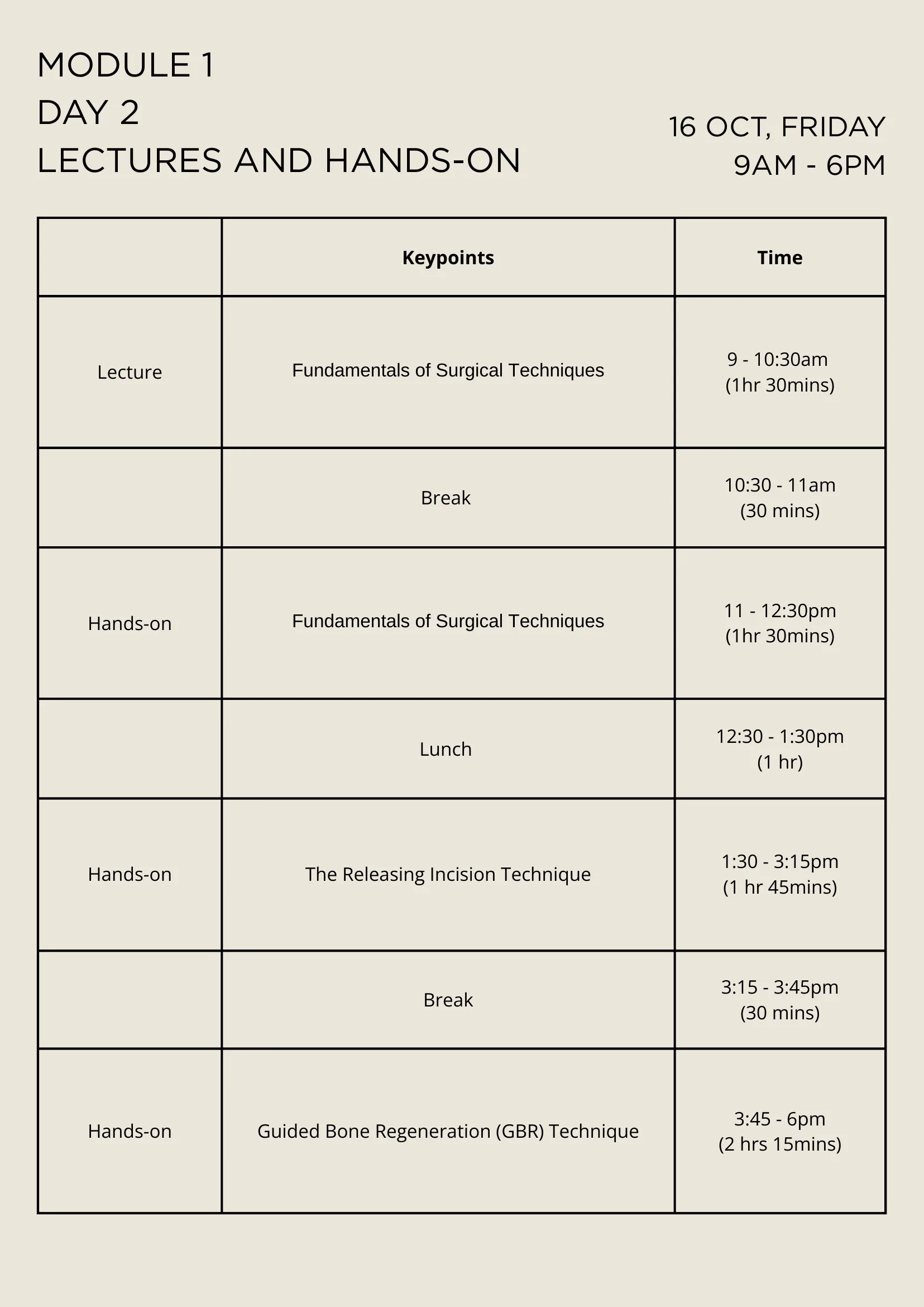 Programme schedule