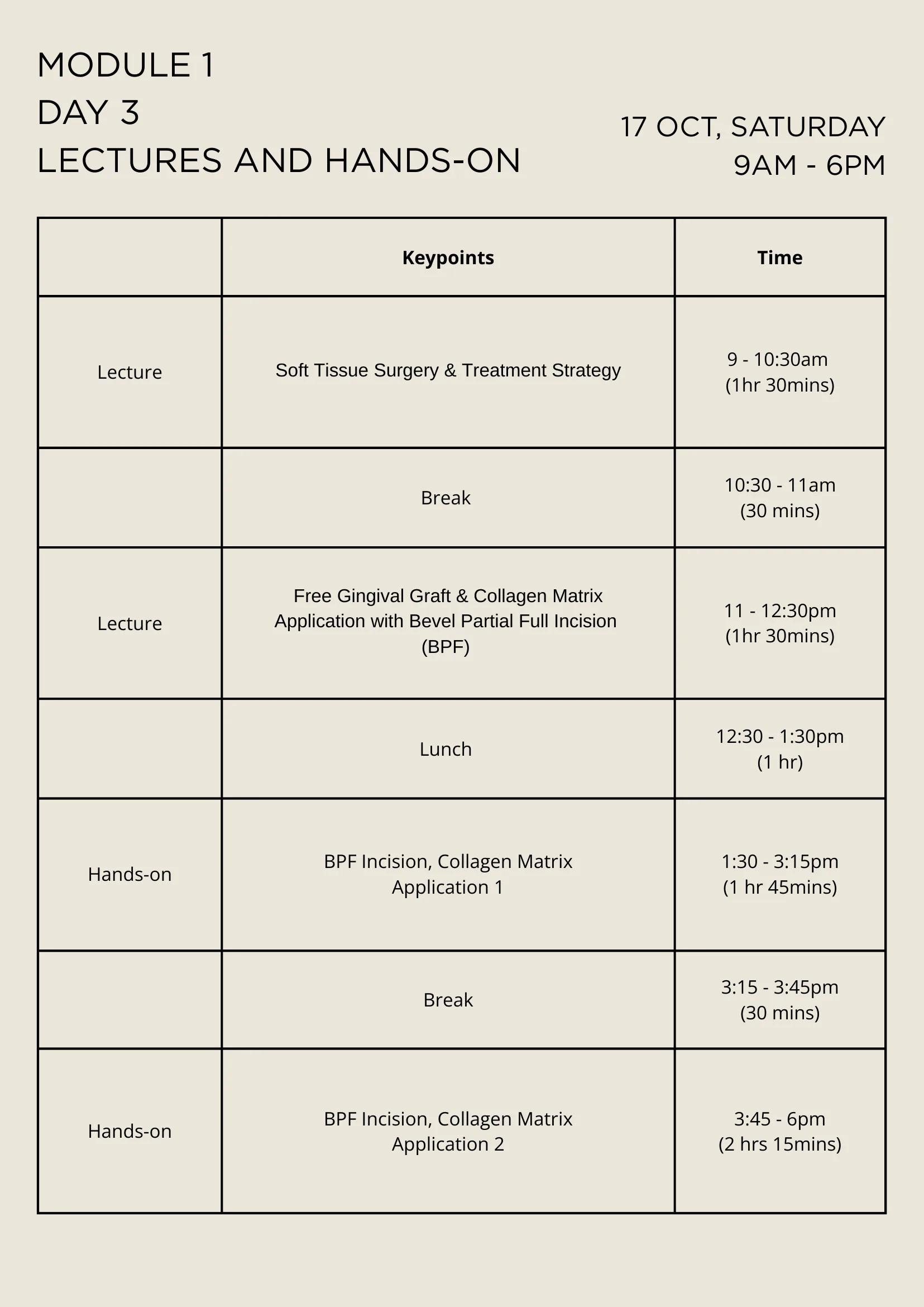Programme schedule