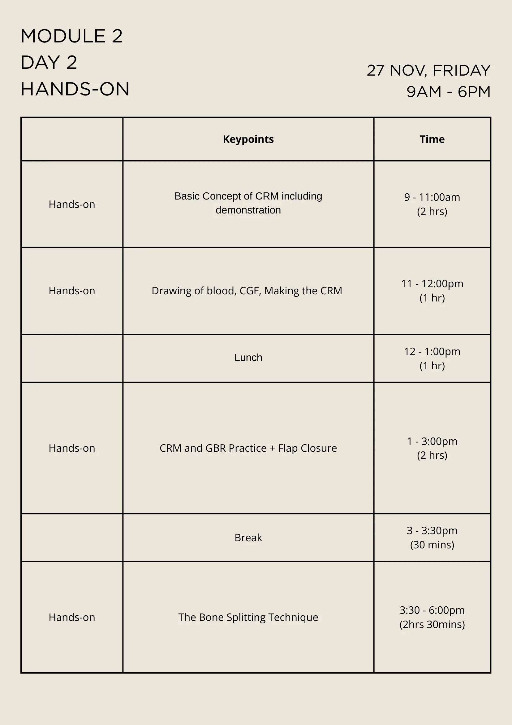Programme schedule