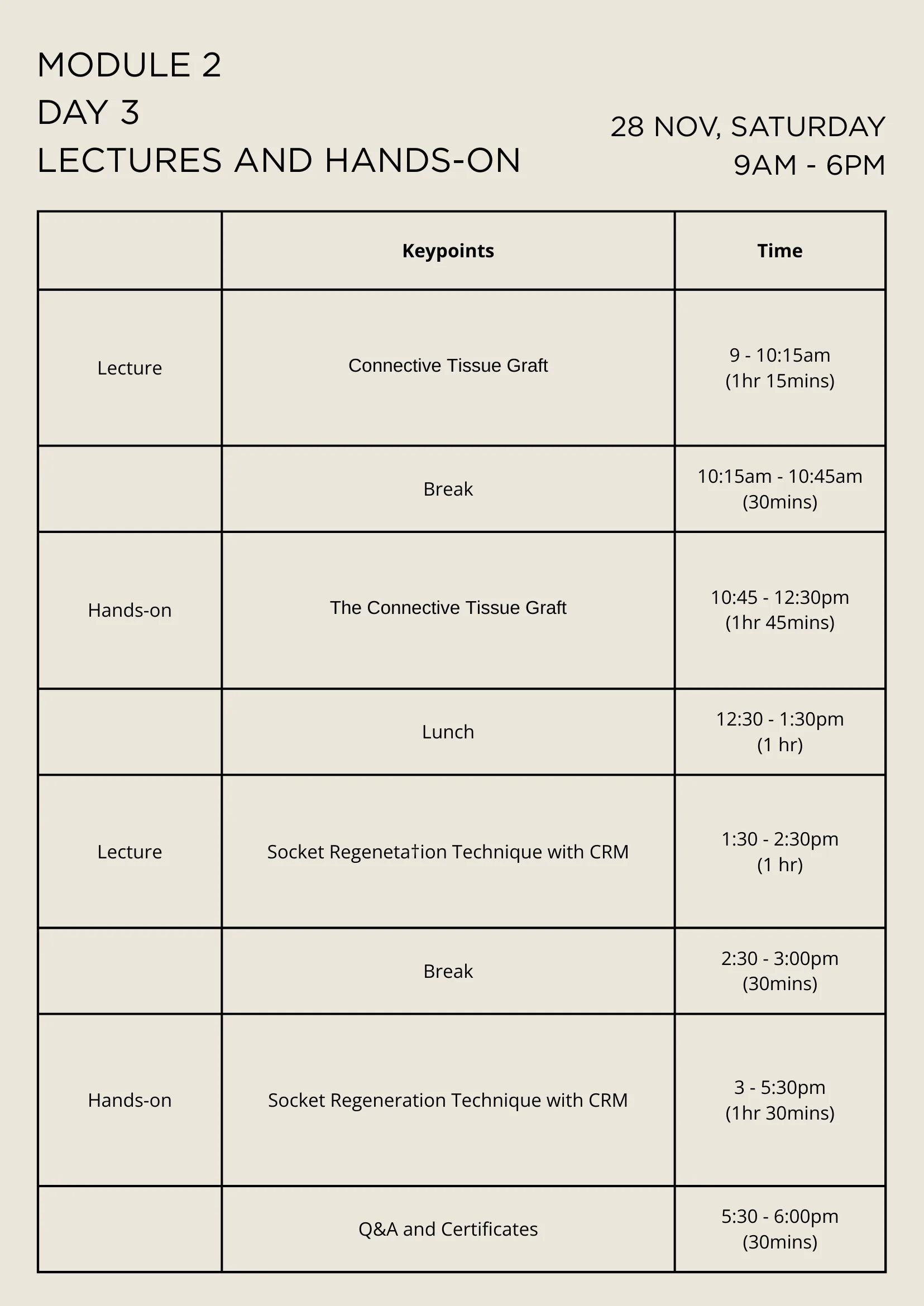 Programme schedule